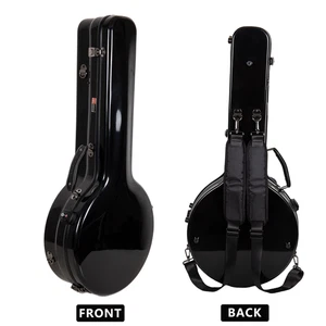 Crossrock Fiberglass Case for 4-String Tenor Banjo-Black Gloss Finish | TSA Lock - Picture 1 of 7