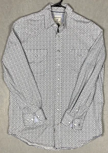 Panhandle Rough Stock Medium White / Blue Aztec Western Pearl Snap Shirt #2643 - Picture 1 of 11