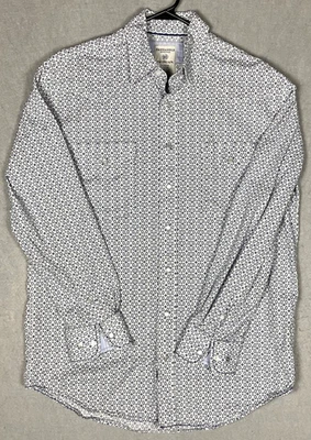 Panhandle Rough Stock Medium White / Blue Aztec Western Pearl Snap Shirt #2643 - Image 1 of 4