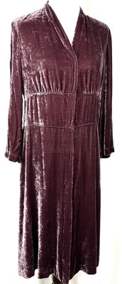 J Jill Dress Size 8 Crushed Velvet Purple Silk Blend A Line Midi - Image 1 of 4