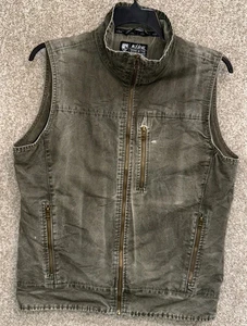Kuhl Burr Mens Green Vintage Patina Dye Canvas Fleece Lined Vest Size Medium - Picture 1 of 12