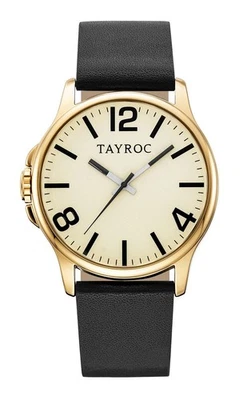TAYROC - MODO CHAMPAGNE NEGRO - Unisex - Cuarzo - Correa de cuero - 42 mm - TY366 Foto 1 de 4