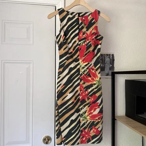 Versace Jeans couture vintage y2k zebra tiger animal floral tropical midi dress - Picture 1 of 9