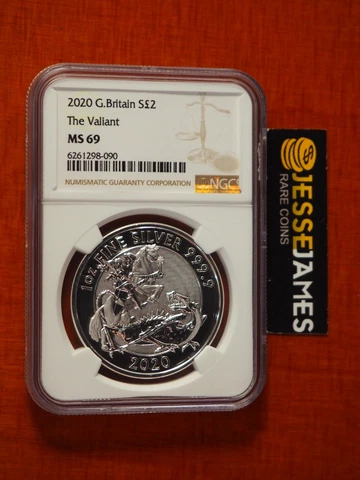2020 £2 GREAT BRITAIN SILVER THE VALIANT ST. GEORGE & DRAGON NGC MS69 1 OZ .9999 Cover