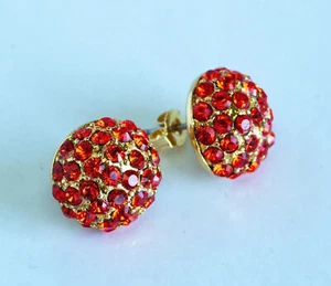 VERGOLDETE CLUSTER OHRRINGE AUS SWAROVSKI HYAZINTHENKRISTALLEN - Bild 1 von 6