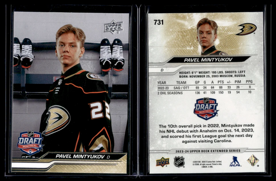 2023-24 Upper Deck Extended Series 1st Round Rookies #731 Pavel Mintyukov - Image 1 of 1