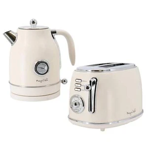 MegaChef 1,7 Liter Elektrischer Teekessel & 2 Scheiben Toaster Kombination in Matt Creme - Bild 1 von 1