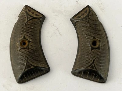 Original  Set Pistol Revolver Grips Black Handle Resin - Image 1 of 4