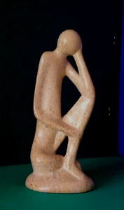 MODERN STYLE GLOSS ALABASTER YOUNG MAN FIGURINE IN SOFT BROWN 1975's - Picture 1 of 5