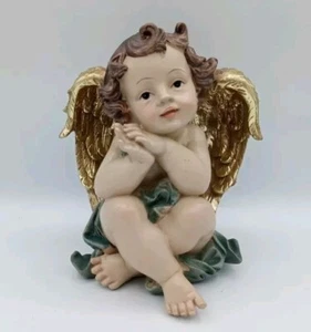Mark Roberts Cherub Renaissance Angel Sitting Figurine Gold Leaf Wings - Picture 1 of 12