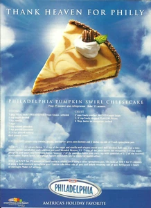 2002 Kraft Philadelphia Cream Cheese Pumpkin Swirl Cheesecake vintage PRINT AD - Bild 1 von 1