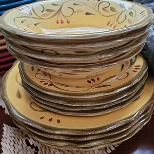 Vajilla de colección rústica italiana amarilla Home Trends 12 piezas usada en excelente estado - Imagen 1 de 3