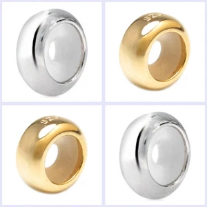 Cuentas redondas de plata esterlina 925 con tapón de goma para pulsera dije europea - Imagen 1 de 5