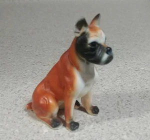Vintage Ceramic Brown White Boxer Dog Figurine  3.5"H - Picture 1 of 5