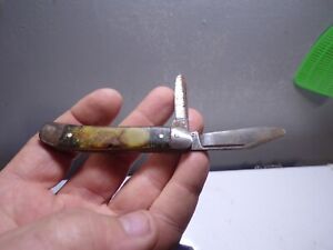 Vintage COLONIAL POCKET KNIFE 2 Blade  PROV. R.I. Brown USA