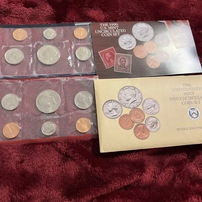 1990 UNITED STATES  U S MINT UNCIRCULATED COIN SET OGP Philadelphia and Denver - Image 1 of 4