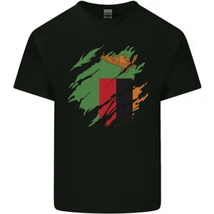 Camiseta de algodón ligero Torn Flag Zambia Zambia para hombre - Imagen 1 de 19
