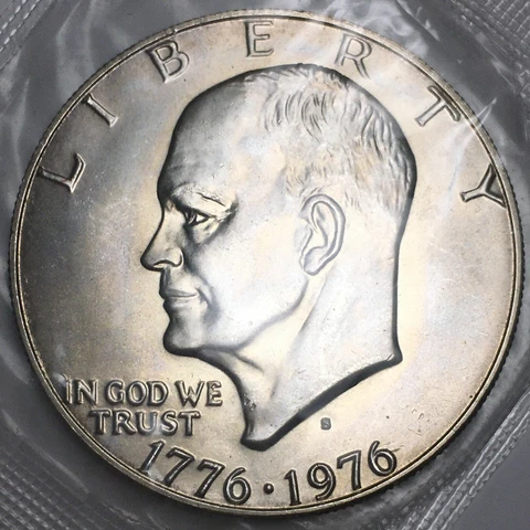 1976-S Eisenhower Dollar - Bicentennial - 40% Silver (UNC) KM#206a  - D76SS Cover