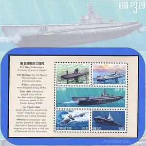 2000  U.S. NAVY SUBMARINES  Selvage # 2  The Submarine Stamps  Booklet Pane of 5 - Picture 1 of 2