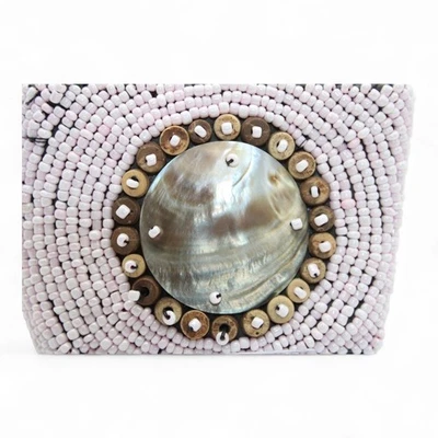 Handcrafted Beaded Cuff Bracelet With Shell & Wooden Accents - Image 1 of 3