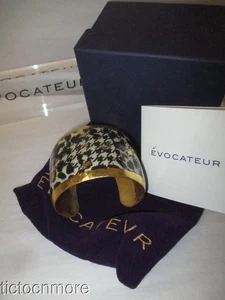 DESIGNER EVOCATEUR HOUNDSTOOTH B&W 2" CUFF BRACELET RETIRED BW-160 NOS - Picture 1 of 5