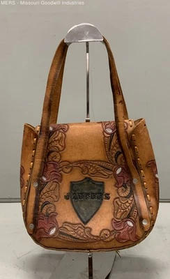 Cartera de mano de cuero estilo occidental castaño en relieve Foto 1 de 4