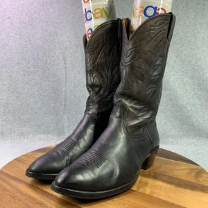 Nocona Boots Cowboy Western Boots Mens Size 10.5 D Black Leather Made in USA - Picture 1 of 22