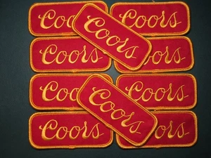 WHOLESALE LOT BEER PATCH COORS GOLD ON RED 10 PIECE SET SIZE 3.5 X 1.5 IRON ON - Picture 1 of 6