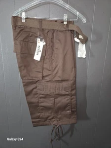 Pantaloncini cargo uomo nuovi con etichette Access Original Fit marroni con cintura tasca taglia 34  - Foto 1 di 8