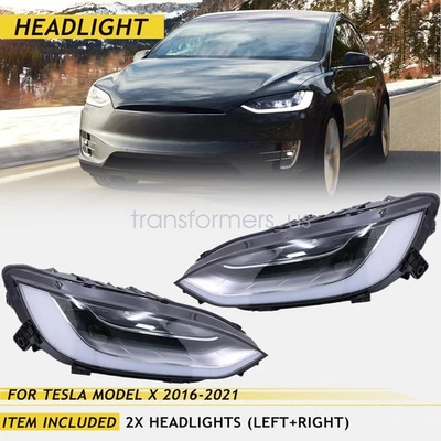 Pair For Tesla Model X 2016 2017 2018 2019 2020 2021 Headlights Left + Right - Image 1 of 4
