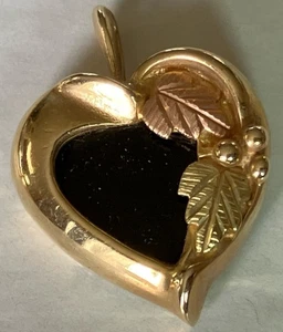 Black Hills Gold 14k Herz (LIEBE) Onyx Anhänger 2,9 GRAMM TW - Bild 1 von 6