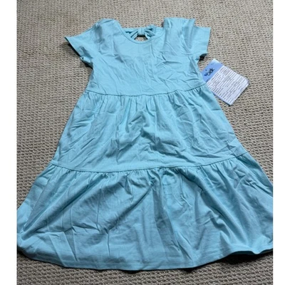 Crown & Ivy Kids Dress Girls Medium Blue Tiered Flared Bow Soft Chic Casual NWT - Image 1 of 4