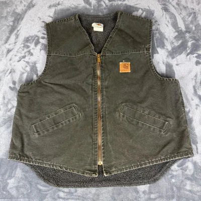 Chaleco de Colección Carthartt Denim con Cremallera con Interior Sherpa Para Hombre L Hecho en EE. UU. V13MOS Foto 1 de 4