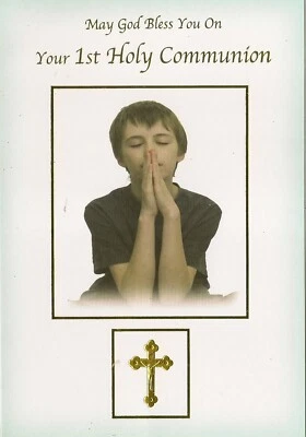 Boy's First Holy Communion Greeting Card Traditional for Him Boy's Catholic - Image 1 of 4