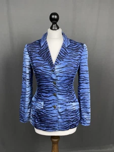 Moschino Vintage Blazer Jacke Damen Blau Leopardenmuster Größe 42 - Bild 1 von 11
