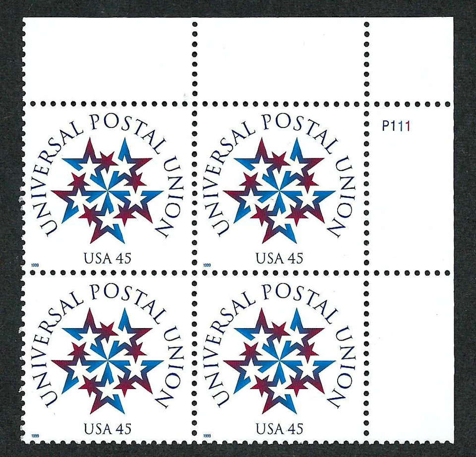 USA, SCOTT # 3332, MNH PLATE BLOCK OF UNIVERSAL POSTAL UNION - Image 1 of 1