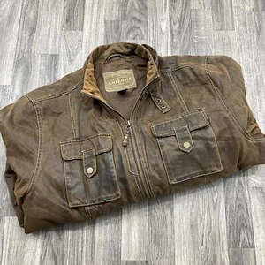 ARIZONA Full Zip Pockets Brown Faux Suede Leather Motorcycle Jacket Men's 3XL - Bild 1 von 7