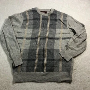 Vtg Marlboro Classics Sweater Mens Large (Fits Medium) Gray Plaid Wool Blend - Picture 1 of 10