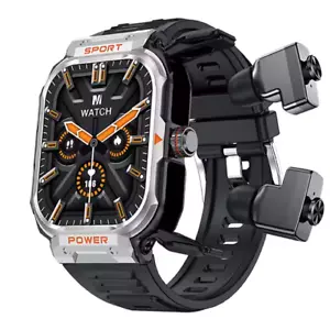 GT55 Smart Watch w Earbuds 2.01" HD Touchscreen Fitness Tracker Android IOS Silv - Picture 1 of 5