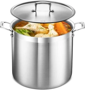 Stockpot – 20 Quart – Brushed Stainless Steel – Heavy Duty Induction Pot - Picture 1 of 6