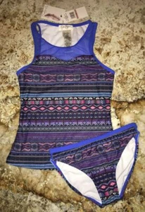JESSICA SIMPSON Cherokee Queen Print Tankini Blue 2pc Swim Suit NEW Girls Sz 12 - Picture 1 of 6