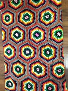 Vintage Handmade Crochet Wool Blanket - Picture 1 of 5