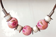"MA26"---very pretty pink flower porcelain beads necklace