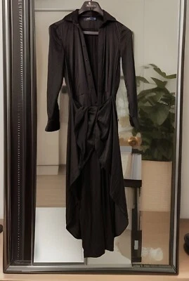 Женский черный атласный комбинезон Polo Ralph Lauren с накладными/поездными карманами размер 2 - Изображение 1 из 4