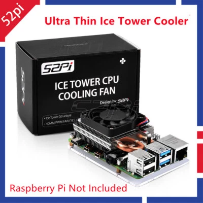 52Pi Raspberry Pi 4B Ultra Thin Ice Tower Cooler Cooling Fan for RPI 4 Model B - Image 1 of 4