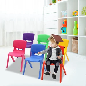 6 Stück Mehrfarbig Stapelbar Schulstühle Kinder Kunststoff Stapelstühle Kleinkindstuhl - Bild 1 von 22