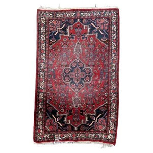 Handmade Vintage Persian Bidjaar Rug 3.6' x 5.7' (112cm x 176cm), 1960s - 1C1142 - Picture 1 of 12