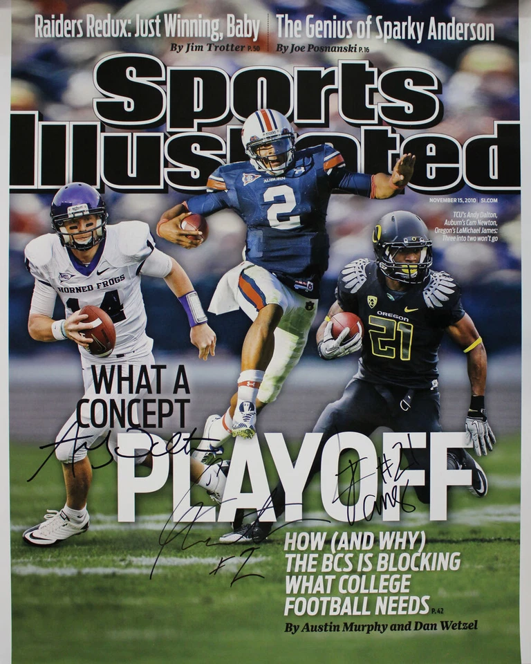 Foto ilustrada esportiva assinada por Cam Newton Dalton e James 16x20 BAS 29311 - Imagem 1 de 1