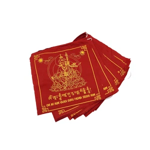 Bandera de oración de algodón tibetano Guru Padmasambhava en todo color rojo - Imagen 1 de 3