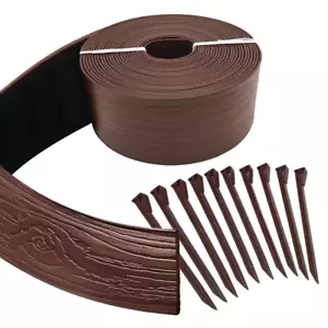 New 5"x40' Brown Lawn Edging with Stakes, Flexible Landscape Border Roll - Picture 1 of 11